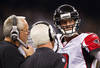 NEW ORLEANS, LA - DECEMBER 26:   Matt Ryan #2 of the Atlanta Falcons talks with his coaches on the sidelines during a game against the New Orleans Saints at Mercedes-Benz Superdome on December 26, 2011 in New Orleans, Louisiana.  The Saints defeated the Falcons 45-16.  (Photo by Wesley Hitt/Getty Images)