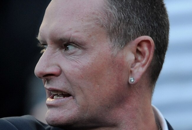 NEWCASTLE UPON TYNE, ENGLAND - OCTOBER 16:  Paul Gascoigne gestures prior to the Barclays Premier League match between Newcastle United and Tottenham Hotspur at St James' Park on October 16, 2011 in Newcastle upon Tyne, England.  (Photo by Michael Regan/Getty Images)