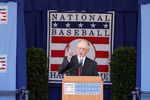COOPERSTOWN, NY - JULY 24:  Pat Gillick gives his speech at Clark Sports Center during the Baseball Hall of Fame induction ceremony on July 24, 2011 in Cooperstown, New York.Gillick spent 27 years as the general manger with four major league clubs (Toronto 1978-94, Baltimore 1996-98, Seattle 2000-03 and Philadelphia 2006-08). His teams advanced to the postseason 11 times and won the World Series in 1992, 1993 and 2008.  (Photo by Jim McIsaac/Getty Images)