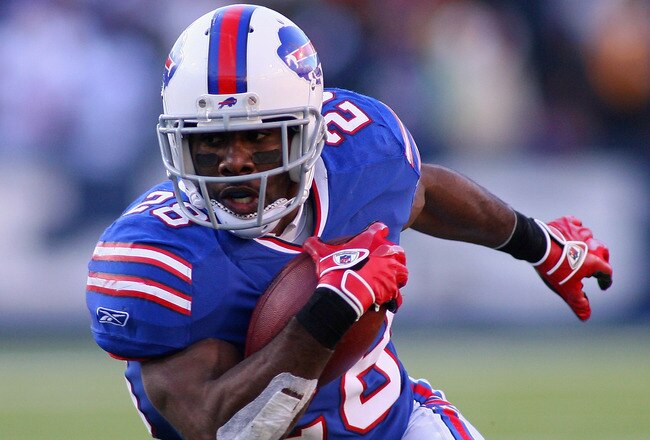 ORCHARD PARK, NY - DECEMBER 24:  C.J. Spiller #28 of the Buffalo Bills runs against the Denver Broncos at Ralph Wilson Stadium on December 24, 2011 in Orchard Park, New York. Spiller had his first 100 yard rushing game in the NFL. Buffalo won 40-14.  (Photo by Rick Stewart/Getty Images)