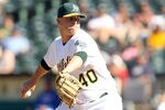 OAKLAND, CA - SEPTEMBER 05:  Andrew Bailey #40 of the Oakland Athletics pitches against the Kansas City Royals at O.co Coliseum on September 5, 2011 in Oakland, California.  (Photo by Ezra Shaw/Getty Images)