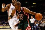 OKLAHOMA CITY - OCTOBER 29:  Michael Redd #22 of the Milwaukee Bucks drives to the basket past Chris Wilcox #54 of the Oklahoma City Thunder at the Ford Center on October 29, 2008 in Oklahoma City, Oklahoma. The Bucks won 98-87.  NOTE TO USER: User expressly acknowledges and agrees that, by downloading and/or using this Photograph, user is consenting to the terms and conditions of the Getty Images License Agreement.  (Photo by Chris Graythen/Getty Images)