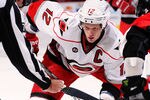 OTTAWA, ON - NOVEMBER 27:  Eric Staal #12 of the Carolina Hurricanes watches intently at a faceoff  in a game against the Ottawa Senators at Scotiabank Place on November 27, 2011 in Ottawa, Canada.  (Photo by Phillip MacCallum/Getty Images)