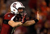 COLUMBIA, SC - NOVEMBER 26:  Connor Shaw #14 of the South Carolina Gamecocks calls a play against the Clemson Tigers during their game at Williams-Brice Stadium on November 26, 2011 in Columbia, South Carolina.  (Photo by Streeter Lecka/Getty Images)