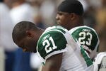 OAKLAND, CA - SEPTEMBER 25: LaDainian Tomlinson #21 of the New York Jets looks on near the end of the game against the Oakland Raiders at O.co Coliseum on September 25, 2011 in Oakland, California.  (Photo by Jed Jacobsohn/Getty Images)