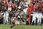 WEST LAFAYETTE, IN - NOVEMBER 12: Jordan Hall #7 of the Ohio State Buckeyes makes a 13-yard touchdown reception in the fourth quarter to tie the game against the Purdue Boilermakers at Ross-Ade Stadium on November 12, 2011 in West Lafayette, Indiana. Purdue defeated Ohio State 26-23 in overtime. (Photo by Joe Robbins/Getty Images)