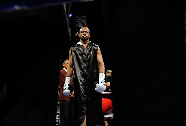 LAS VEGAS - APRIL 03:  Roy Jones Jr. appears in the ring before his light heavyweight bout against Bernard Hopkins at the Mandalay Bay Events Center April 3, 2010 in Las Vegas, Nevada. Hopkins won by unanimous decision.  (Photo by Ethan Miller/Getty Images)