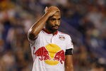 HARRISON, NJ - SEPTEMBER 24:  Thierry Henry #14 of New York Red Bulls reacts against the Portland Timbers  on September 24, 2011 at Red Bull Arena in Harrison, New Jersey.  (Photo by Mike Stobe/Getty Images for New York Red Bulls)