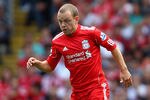 LIVERPOOL, ENGLAND - AUGUST 06:  Jay Spearing of Liverpool in action during the pre season friendly match between Liverpool and Valencia at Anfield on August 6, 2011 in Liverpool, England.  (Photo by Clive Brunskill/Getty Images)