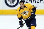 WINNIPEG, CANADA - SEPTEMBER 30: Jordin Tootoo #22 of the Nashville Predators skates on the ice during warmup before a game against the Winnipeg Jets in preseason NHL action at the MTS Centre on September 30, 2011 in Winnipeg, Manitoba, Canada. (Photo by Marianne Helm/Getty Images)