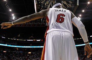 MIAMI, FL - DECEMBER 27:  LeBron James #6 of the Miami Heat stands on the court during a game against the Boston Celtics at American Airlines Arena on December 27, 2011 in Miami, Florida. NOTE TO USER: User expressly acknowledges and agrees that, by downloading and/or using this Photograph, User is consenting to the terms and conditions of the Getty Images License Agreement.  (Photo by Mike Ehrmann/Getty Images)