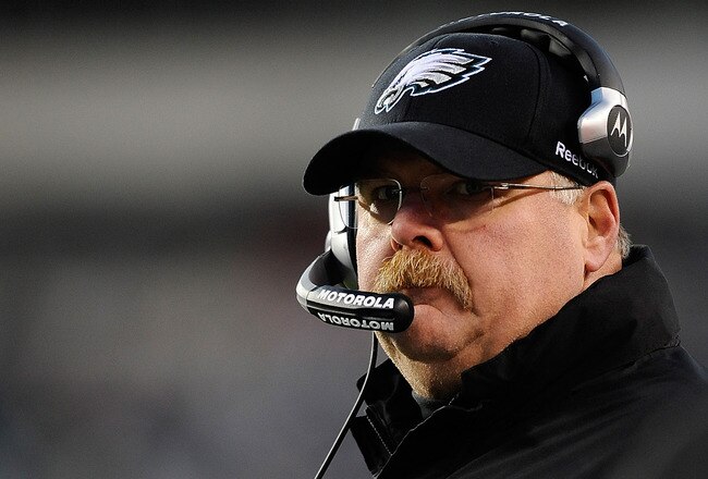 PHILADELPHIA, PA - DECEMBER 18:  Head coach Andy Reid of the Philadelphia Eagles looks on during a game against the New York Jets at Lincoln Financial Field on December 18, 2011 in Philadelphia, Pennsylvania.  (Photo by Patrick McDermott/Getty Images)