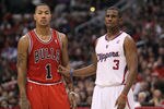 LOS ANGELES, CA - DECEMBER 30: Derrick Rose #1 of the Chicago Bulls and Chris Paul #3 of the Los Angeles Clippers set for a play at Staples Center on December 30, 2011 in Los Angeles, California.   NOTE TO USER: User expressly acknowledges and agrees that, by downloading and or using this photograph, User is consenting to the terms and conditions of the Getty Images License Agreement.  (Photo by Stephen Dunn/Getty Images)