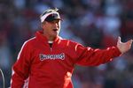 SAN FRANCISCO - DECEMBER 23: Head coach Jon Gruden of the Tampa Bay Buccaneers yells during an NFL game against the San Francisco 49ers at Monster Park December 23, 2007 in San Francisco, California.  (Photo by Jed Jacobsohn/Getty Images)
