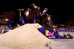 LAS VEGAS - DECEMBER 31:  In this multiple exposure handout image provided by Red BullPhotofiles, Rhys Millen becomes the first person to complete a backflip in an off-road truck, traveling a distance of approximately 80 feet at a height of 50 feet at the Red Bull: New Year. No Limits. event on December 31, 2008 in Las Vegas, Nevada. The flip took place just before midnight on New Year's Eve at the Rio All-Suite Hoteland Casino. (Photo by Justin Kosman/Red Bull Photofiles via Getty Images)