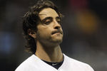 MILWAUKEE, WI - OCTOBER 16:  Ryan Braun #8 of the Milwaukee Brewers reacts after he struck out to end the bottom of the seventh inning against the St. Louis Cardinals during Game Six of the National League Championship Series at Miller Park on October 16, 2011 in Milwaukee, Wisconsin.  (Photo by Jonathan Daniel/Getty Images)