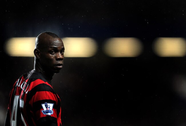 LONDON, ENGLAND - DECEMBER 12:  Mario Balotelli of Manchester City looks on during the Barclays Premier League match between Chelsea and Manchester City at Stamford Bridge on December 12, 2011 in London, England.  (Photo by Michael Regan/Getty Images)
