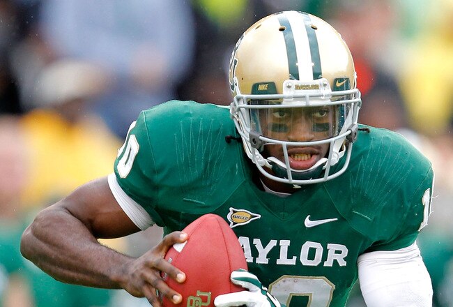 WACO, TX - DECEMBER 03: Robert Griffin III #10 of the Baylor Bears runs during a game against the Texas Longhorns at Floyd Casey Stadium on December 3, 2011 in Waco, Texas.  (Photo by Sarah Glenn/Getty Images)