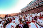 LINCOLN, NE - SEPTEMBER 10: The Nebraska Cornhusker football team huddles before their game against the Fresno State Bulldogs at Memorial Stadium September 10, 2011 in Lincoln, Nebraska. Nebraska won 42-29.(Photo by Eric Francis/Getty Images)