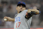 SAN DIEGO, CA - SEPTEMBER 27:  Matt Garza #17 of the Chicago Cubs pitches during the first inning of a baseball game against the San Diego Padres at Petco Park on September 27, 2011 in San Diego, California.  (Photo by Denis Poroy/Getty Images)