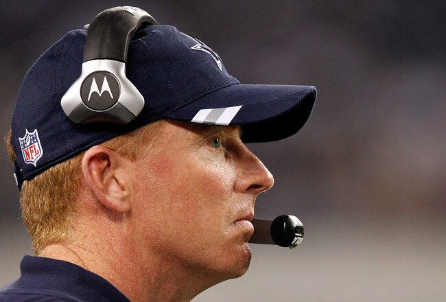 ARLINGTON, TX - DECEMBER 24: Head coach Jason Garrett watches as the Dallas Cowboys take on the Philadelphia Eagles at Cowboys Stadium on December 24, 2011 in Arlington, Texas. The Philadelphia Eagles beat the Dallas Cowboys 20-7.  (Photo by Tom Pennington/Getty Images)