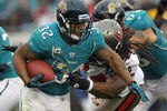 JACKSONVILLE, FL - DECEMBER 11:  Maurice Jones-Drew #32 of the Jacksonville Jaguars runs for yardage during the game against the Tampa Bay Buccaneers at EverBank Field on December 11, 2011 in Jacksonville, Florida.  (Photo by Sam Greenwood/Getty Images)
