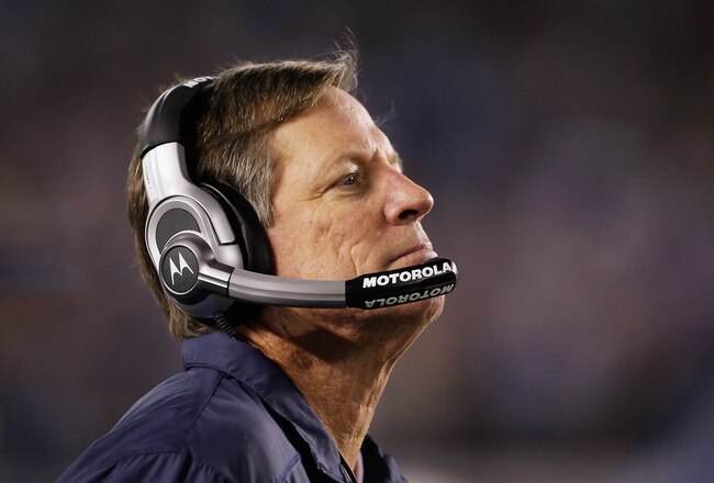 SAN DIEGO, CA - DECEMBER 18:  San Diego Chargers head coach Norv Turner looks on against the Baltimore Ravens at Qualcomm Stadium on December 18, 2011 in San Diego, California.  (Photo by Jeff Gross/Getty Images)