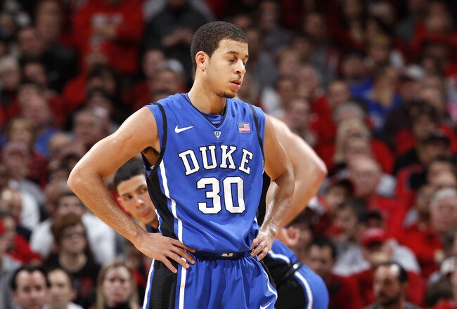 COLUMBUS, OH - NOVEMBER 29: Seth Curry #30 of the Duke Blue Devils reacts during the game against the Ohio State Buckeyes at Value City Arena on November 29, 2011 in Columbus, Ohio. Ohio State beat Duke 85-63. (Photo by Joe Robbins/Getty Images)