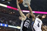 MEMPHIS, TN - APRIL 29:  Manu Ginobili #20 of the San Antonio Spurs shoots the ball while defended by Sam Young #4 of the Memphis Grizzlies in Game Six of the Western Conference Quarterfinals in the 2011 NBA Playoffs at FedExForum on April 29, 2011 in Memphis, Tennessee. NOTE TO USER: User expressly acknowledges and agrees that, by downloading and/or using this Photograph, User is consenting to the terms and conditions of the Getty Images License Agreement.  (Photo by Andy Lyons/Getty Images)