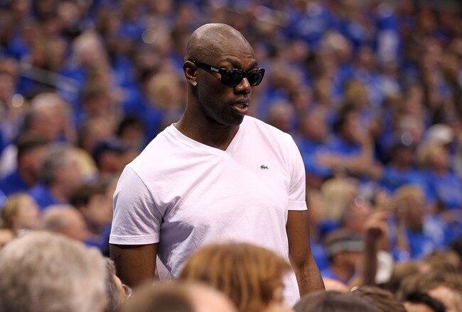 DALLAS, TX - JUNE 05:  Terrell Owens attends Game Three of the 2011 NBA Finals between the Dallas Mavericks and the Miami Heat at American Airlines Center on June 5, 2011 in Dallas, Texas.  NOTE TO USER: User expressly acknowledges and agrees that, by downloading and/or using this Photograph, user is consenting to the terms and conditions of the Getty Images License Agreement.  (Photo by Mike Ehrmann/Getty Images)