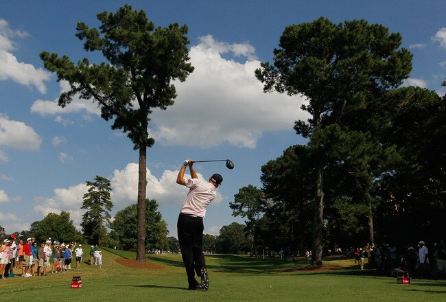 ATLANTA, GA - SEPTEMBER 25:  Bill Haas watches his tee shot on the 13th hole during the final round of the TOUR Championship at East Lake Golf Club on September 25, 2011 in Atlanta, Georgia.  (Photo by Kevin C. Cox/Getty Images)