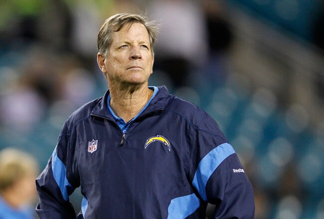 JACKSONVILLE, FL - DECEMBER 05:  Head coach Norv Turner of the San Diego Chargers looks on prior to playing the Jacksonville Jaguars at EverBank Field on December 5, 2011 in Jacksonville, Florida.  (Photo by Mike Ehrmann/Getty Images)