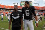 MIAMI GARDENS, FL - DECEMBER 04:  Terrelle Pryor #6 of the Oakland Raiders walks off the field after a game against the Miami Dolphins at Sun Life Stadium on December 4, 2011 in Miami Gardens, Florida.  (Photo by Mike Ehrmann/Getty Images)