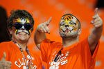 MIAMI GARDENS, FL - JANUARY 04:  Fans of the Clemson Tigers show support for their team against the West Virginia Mountaineers during the Discover Orange Bowl at Sun Life Stadium on January 4, 2012 in Miami Gardens, Florida.  (Photo by Mike Ehrmann/Getty Images)