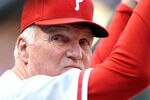 ST LOUIS, MO - OCTOBER 05:  Manager Charlie Manuel of the Philadelphia Phillies looks on before taking on the St. Louis Cardinals in Game Four of the National League Division Series at Busch Stadium on October 5, 2011 in St Louis, Missouri.  (Photo by Jamie Squire/Getty Images)