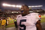 COLUMBIA, SC - OCTOBER 01:  Michael Dyer #5 of the Auburn Tigers celebrates after defeating the South Carolina Gamecocks 16-13 at Williams-Brice Stadium on October 1, 2011 in Columbia, South Carolina.  (Photo by Streeter Lecka/Getty Images)