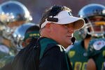 PASADENA, CA - JANUARY 02:  Head coach Chip Kelly of the Oregon Ducks looks on while taking on the Wisconsin Badgers at the 98th Rose Bowl Game on January 2, 2012 in Pasadena, California.  (Photo by Jeff Gross/Getty Images)