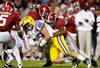 TUSCALOOSA, AL - NOVEMBER 05:  Chase Clement #88 of the LSU Tigers against Jerrell Harris #5, Mark Barron #4 and Nico Johnson #35 of the Alabama Crimson Tide at Bryant-Denny Stadium on November 5, 2011 in Tuscaloosa, Alabama.  (Photo by Kevin C. Cox/Getty Images)