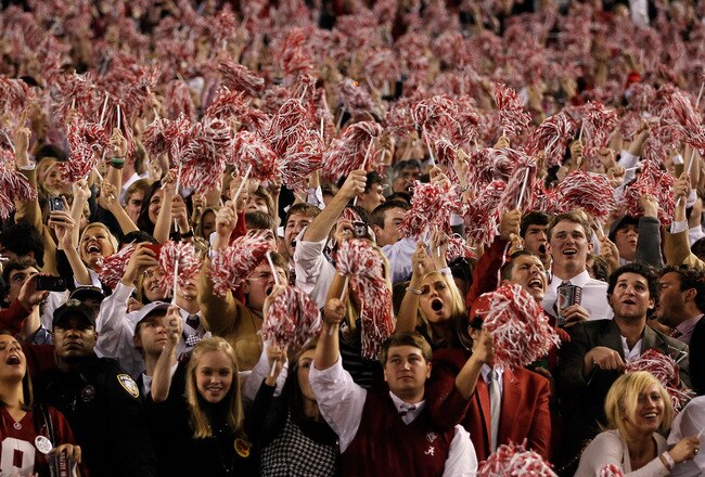 TUSCALOOSA, AL - NOVEMBER 05:  Fans of the Alabama Crimson Tide against the LSU Tigers at Bryant-Denny Stadium on November 5, 2011 in Tuscaloosa, Alabama.  (Photo by Kevin C. Cox/Getty Images)