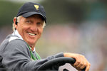 MELBOURNE, AUSTRALIA - NOVEMBER 19:  International Team captain Greg Norman smiles on the seventh hole during the Day Three Afternoon Four-Ball Matches of the 2011 Presidents Cup at Royal Melbourne Golf Course on November 19, 2011 in Melbourne, Australia.  (Photo by Scott Halleran/Getty Images)