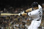 SAN DIEGO, CA - JUNE 24:  Anthony Rizzo #27 of the San Diego Padres hits a double during the sixth inning of a baseball game against the Atlanta Braves at Petco Park on June 24, 2011 in San Diego, California.  (Photo by Denis Poroy/Getty Images)