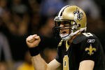 NEW ORLEANS, LA - JANUARY 07:   Drew Brees #9 of the New Orleans Saints celebrates after a touchdown in the second quarter against the Detroit Lions during their 2012 NFC Wild Card Playoff game at Mercedes-Benz Superdome on January 7, 2012 in New Orleans, Louisiana.  (Photo by Chris Graythen/Getty Images)