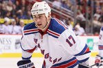 GLENDALE, AZ - DECEMBER 17:  Brandon Dubinsky #17 of the New York Rangers skates up to a face off during the NHL game against the Phoenix Coyotes at Jobing.com Arena on December 17, 2011 in Glendale, Arizona.  The Rangers defeated the Coyotes 3-2.  (Photo by Christian Petersen/Getty Images)
