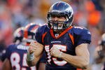 DENVER, CO - JANUARY 08:  Tim Tebow #15 of the Denver Broncos celebrates after running the ball in the end zone for a touchdown in the second quarter against the Pittsburgh Steelers during the AFC Wild Card Playoff game at Sports Authority Field at Mile High on January 8, 2012 in Denver, Colorado.  (Photo by Doug Pensinger/Getty Images)