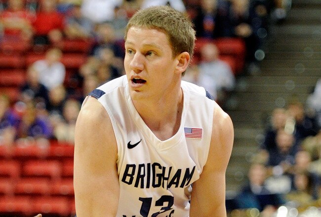 LAS VEGAS, NV - MARCH 10:  Brock Zylstra #13 of the Brigham Young University Cougars looks to pass against the Texas Christian University Horned Frogs during a quarterfinal game of the Conoco Mountain West Conference Basketball tournament at the Thomas & Mack Center March 10, 2011 in Las Vegas, Nevada. BYU won 64-58.  (Photo by Ethan Miller/Getty Images)