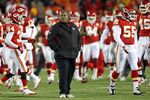 KANSAS CITY, MO - NOVEMBER 27:  Defensive coordinator Romeo Crennel of the Kansas City Chiefs watches players warm up prior to the game against the Pittsburgh Steelers on November 27, 2011 at Arrowhead Stadium in Kansas City, Missouri.  (Photo by Jamie Squire/Getty Images)