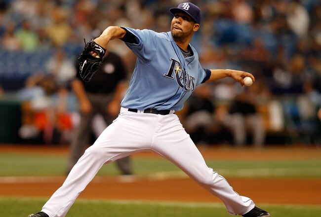 ST. PETERSBURG - APRIL 25:  Pitcher David Price #14 of the Tampa Bay Rays pitches during the game against the Toronto Blue Jays  at Tropicana Field on April 25, 2010 in St. Petersburg, Florida.  (Photo by J. Meric/Getty Images)