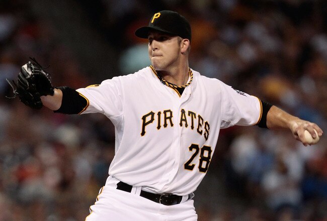 PITTSBURGH - AUGUST 17:  Paul Maholm #28 of the Pittsburgh Pirates pitches against the St Louis Cardinals during the game on August 17, 2011 at PNC Park in Pittsburgh, Pennsylvania.  (Photo by Jared Wickerham/Getty Images)