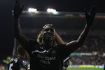 STOKE ON TRENT, ENGLAND - OCTOBER 31:  Demba Ba of Newcastle United celebrates scoring his third goal during the Barclays Premier League match between Stoke City and Newcastle United at the Britannia Stadium on October 31, 2011 in Stoke on Trent, England.  (Photo by Michael Steele/Getty Images)