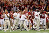 NEW ORLEANS, LA - JANUARY 09:  Head coach Nick Saban of the Alabama Crimson Tide celebrates after a touchdown from the sidelines against the Louisiana State University Tigers during the 2012 Allstate BCS National Championship Game at Mercedes-Benz Superdome on January 9, 2012 in New Orleans, Louisiana.  (Photo by Chris Graythen/Getty Images)